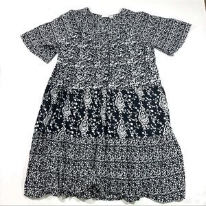 Vermont Country Store Short Sleeve Muumuu Dress Black Floral